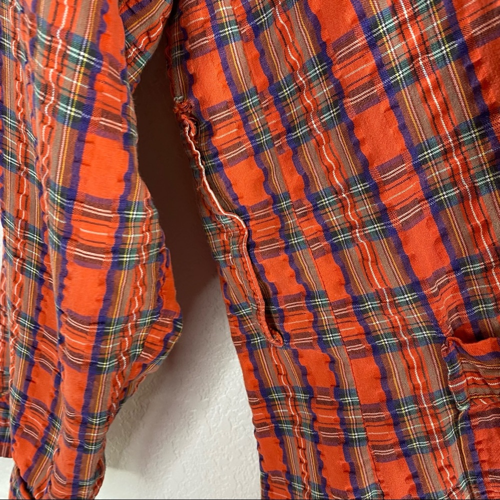 Vintage Christian Dior Red Green and Blue Plaid Robe - Picture 7 of 10